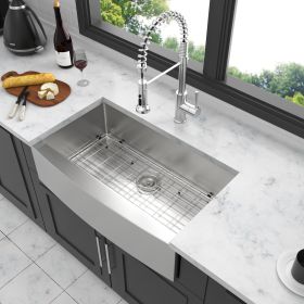 36 Brushed Nickel Farmhouse Sink - 36 Inch Kitchen Sink Stainless Steel 16 gauge Apron Front Kitchen Sink