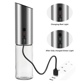 Electric Pepper Grinder 3W Handheld Automatic Pepper Mill USB Charging Pepper and Salt Grinder Electric Spice Grinder with (Ships From: Cn, Color: Silver)