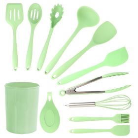 Cooking Baking 10 PCS Spatula Set High Heat Resistant Kitchen Utensil Set (Type: Kitchen Tools 12 Pcs, Color: Green)